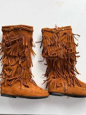 Chase + Chloe Brown Fringe Kids Boots